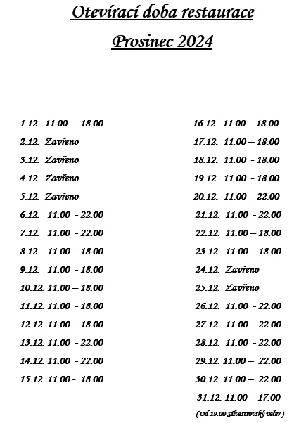 otevírací doba - 12/2024